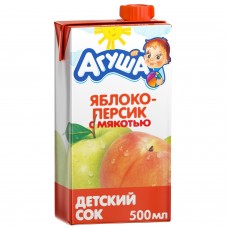 Сок Агуша 0,5 яблоко-персик с мяк/15/