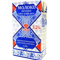 Молоко питьевое ГОСТ 31450-2013 ультрап. 3,2% (тетра пак) 1л