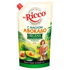Майонез Mr.Ricco 67% "С маслом авокадо" Orgsnic дой-пак 0,375 кг (12)